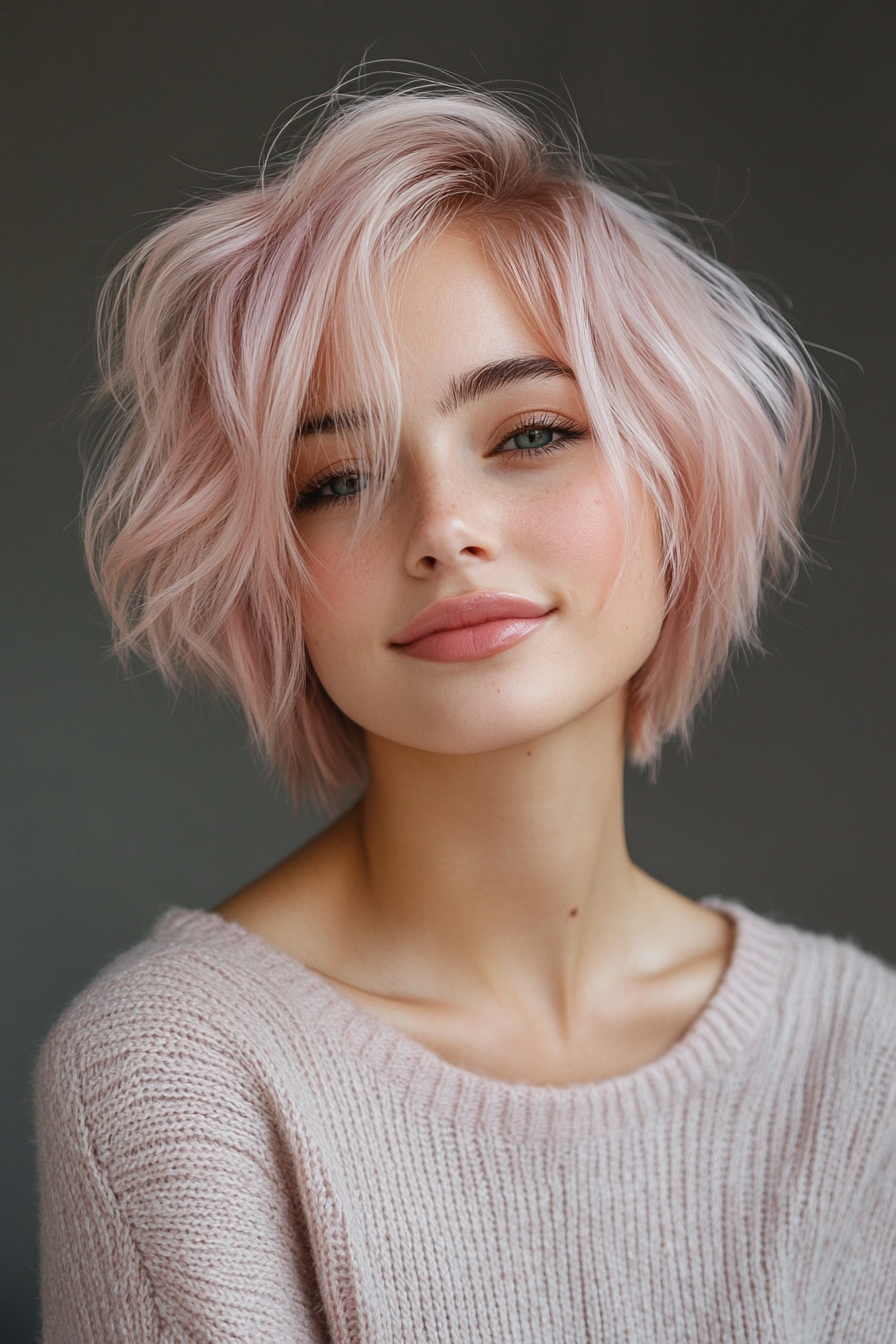 10. Feathered Crop with Pastel Pink (Short Hairstyles With Layers) - Short Hairstyles With Layers