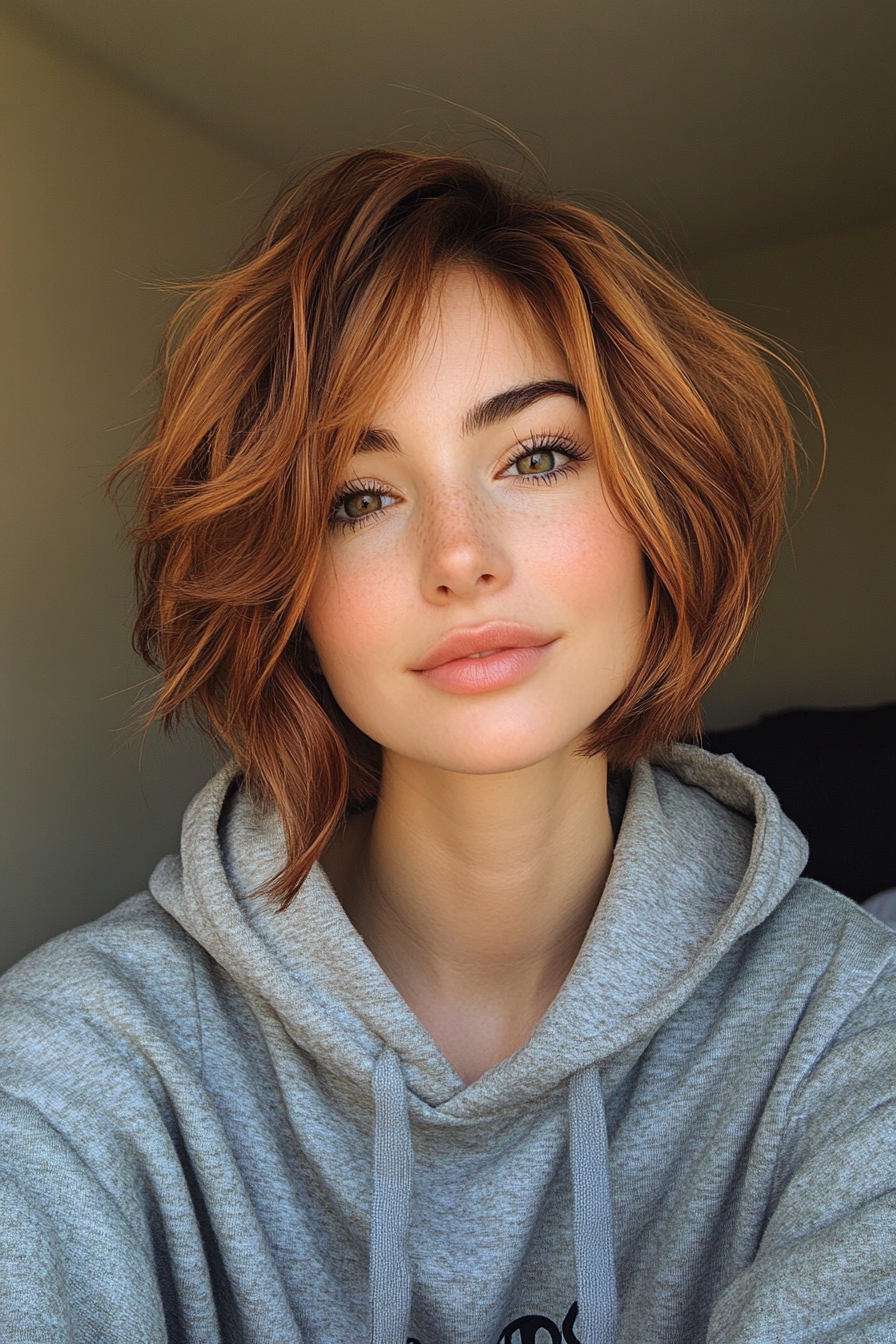 13. Short Shag with Auburn Balayage (Short Hairstyles With Layers) - Short Hairstyles With Layers