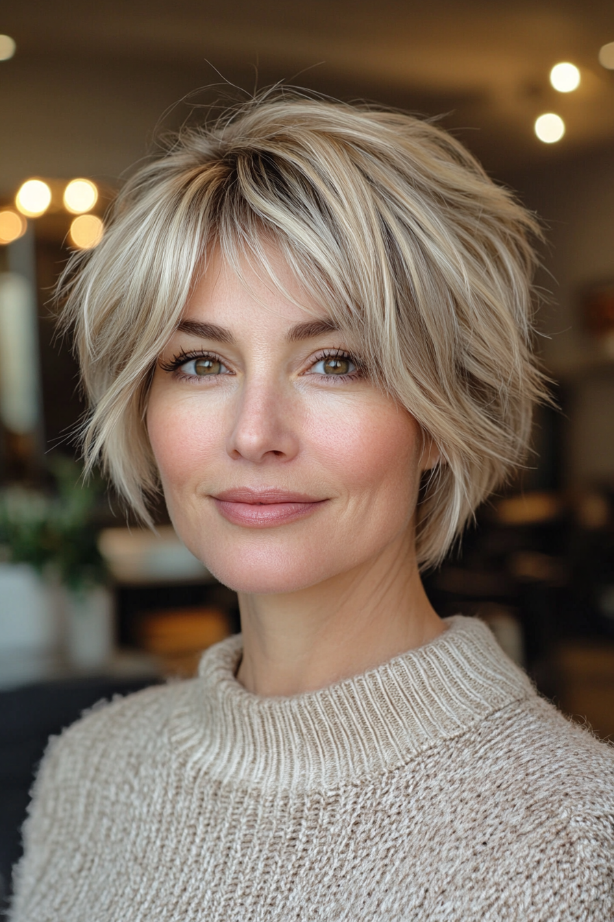 17. Pixie-Inspired Layered Bob (Layered Bob Haircuts For Women Over 50) - Layered Bob Haircuts For Women Over 50