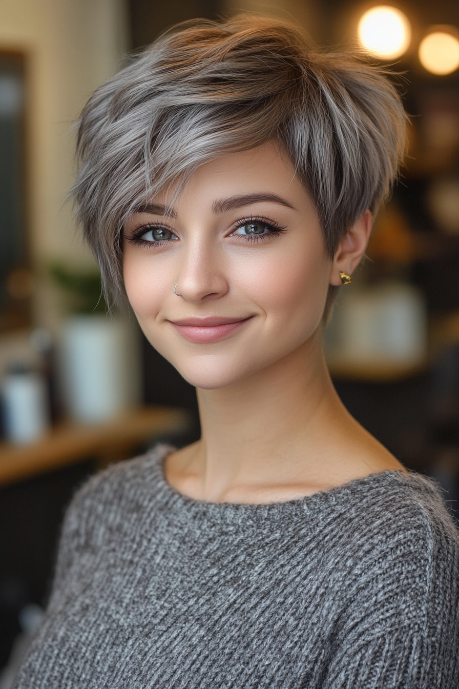 17. Textured Crop with Smoky Grey (Short Hairstyles With Layers) - Short Hairstyles With Layers