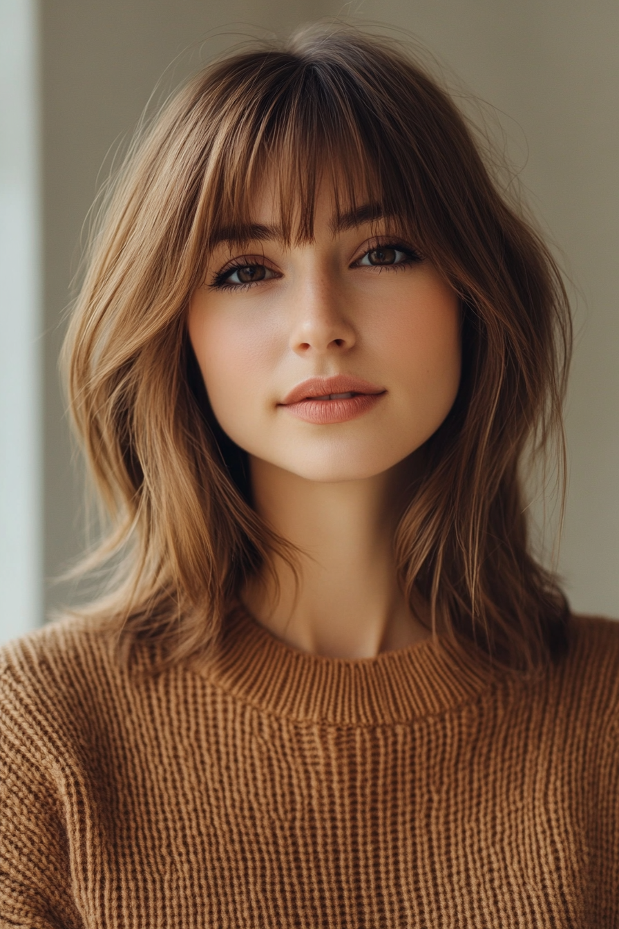 18. Layered Lob with Face-Framing Bangs (Short Hairstyles With Layers) - Short Hairstyles With Layers