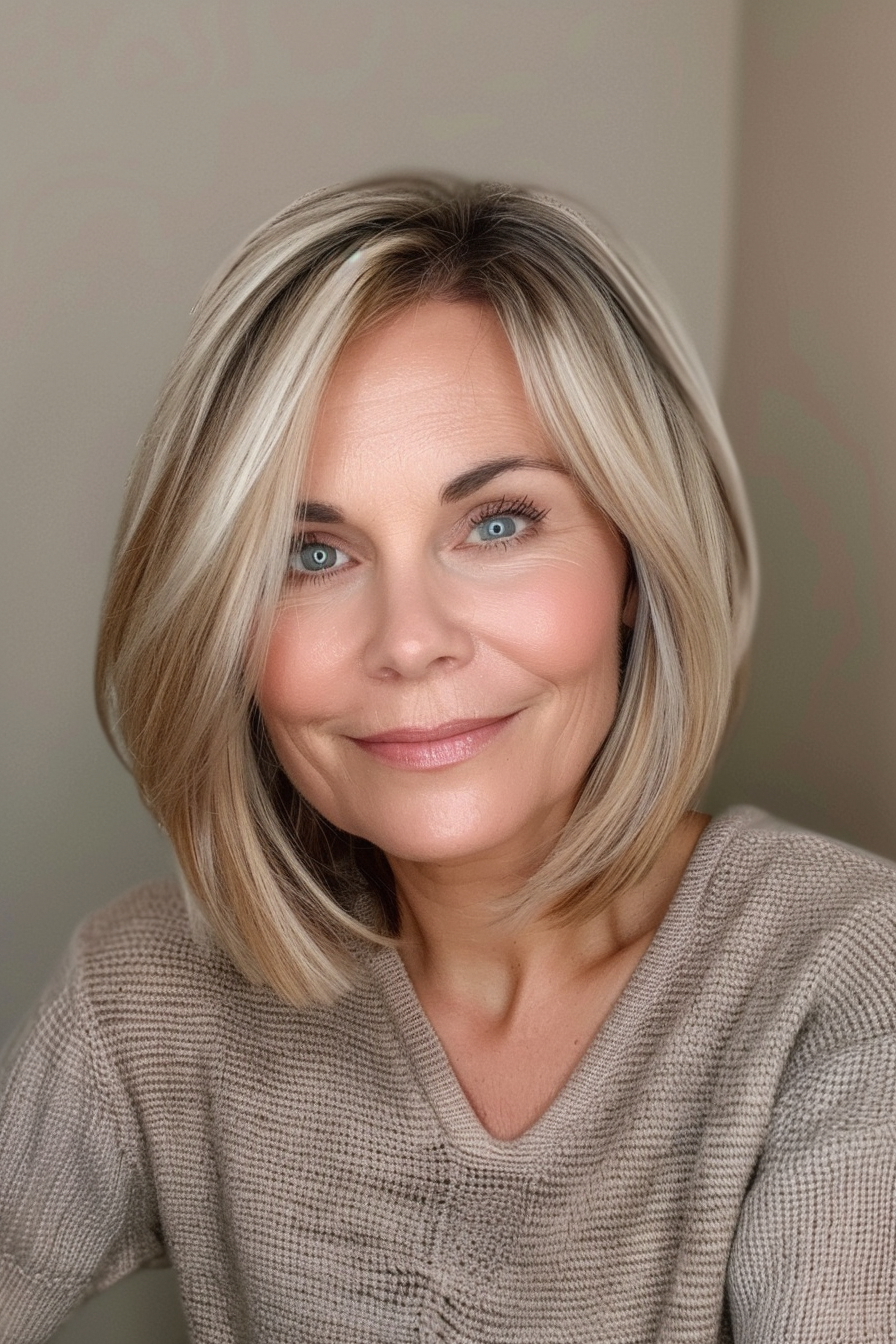 19. Blonde Angled Bob (Bob Hairstyles For Women Over 40) - Bob Hairstyles For Women Over 40