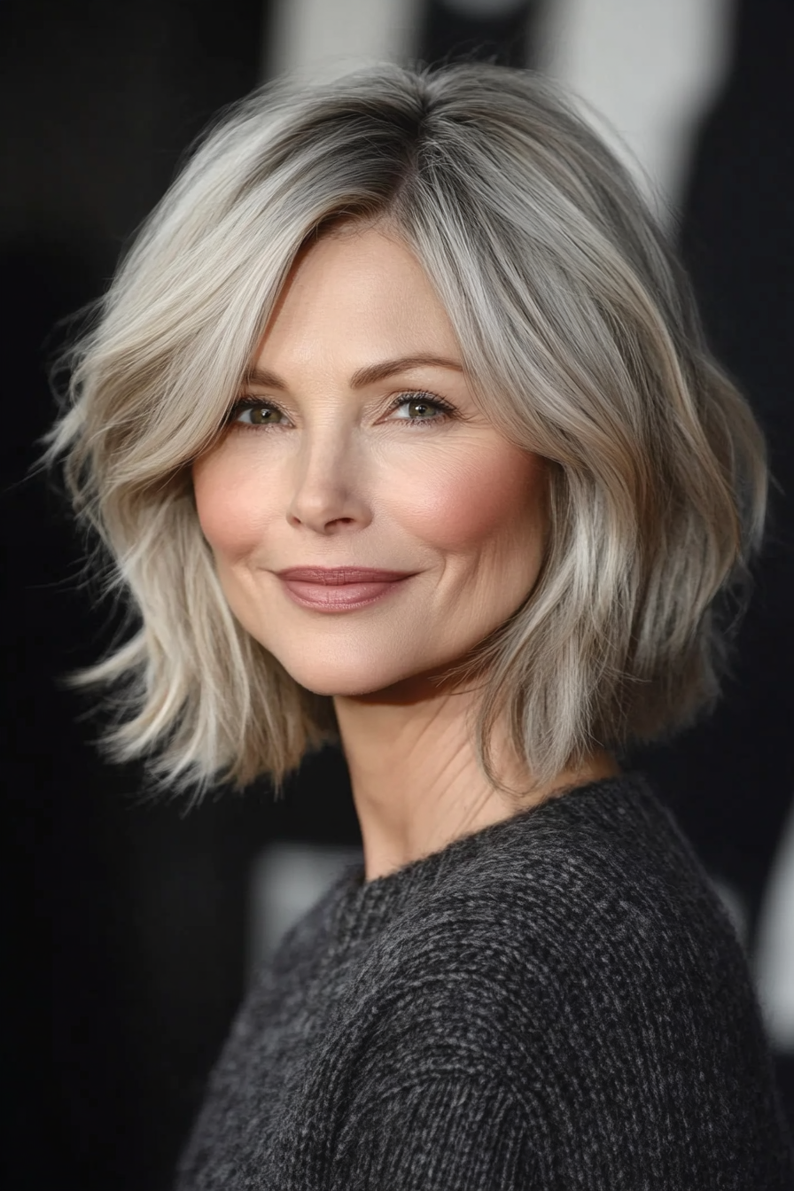 19. Graduated Bob with Soft Ash Blonde (Layered Bob Haircuts For Women Over 50) - Layered Bob Haircuts For Women Over 50