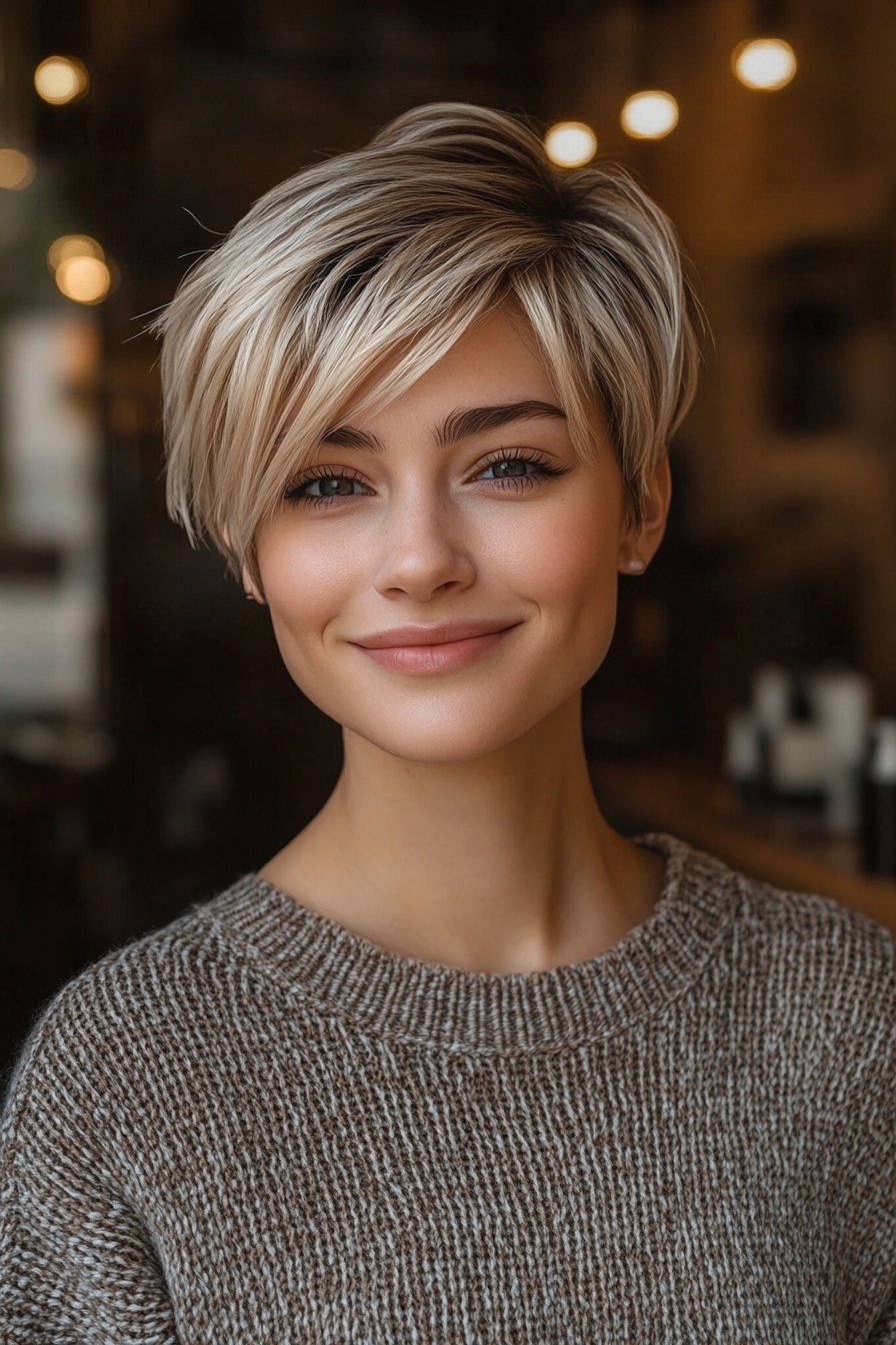19. Voluminous Pixie with Blonde Ombré (Short Hairstyles With Layers) - Short Hairstyles With Layers