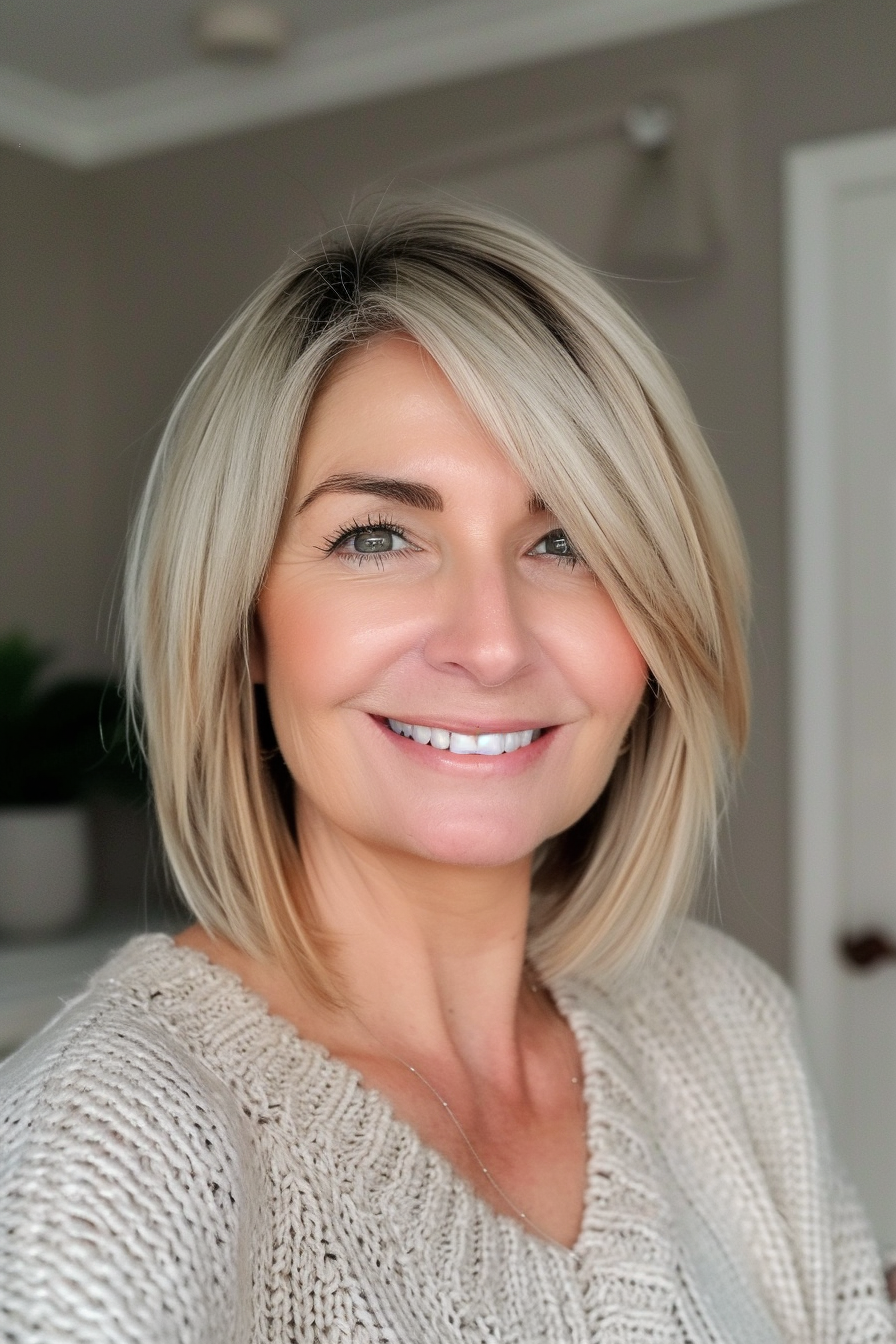 2. Blonde Straight Bob (Bob Hairstyles For Women Over 40) - Bob Hairstyles For Women Over 40