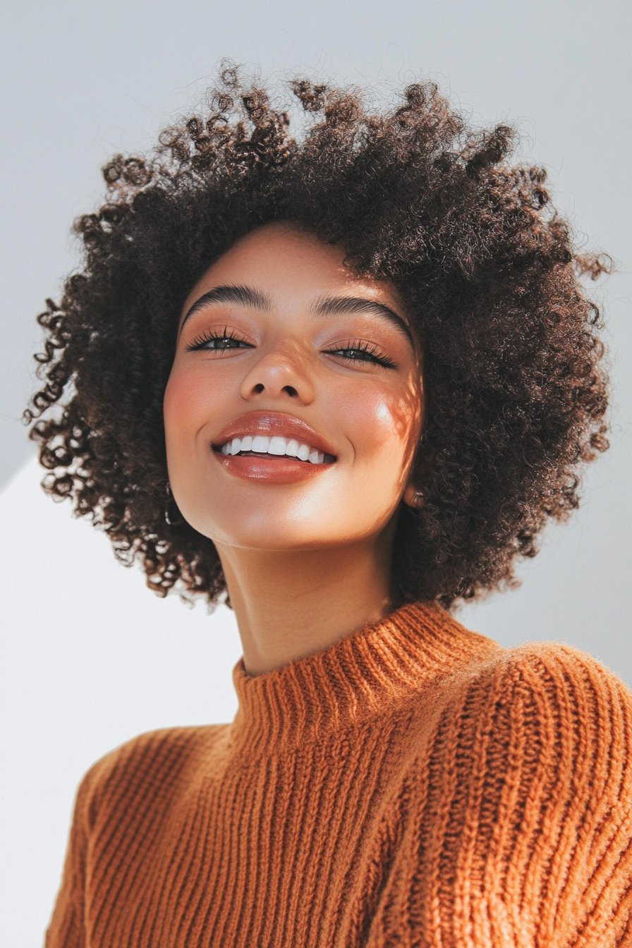 23. Short Afro with Honey Highlights (Short Hairstyles With Layers) - Short Hairstyles With Layers