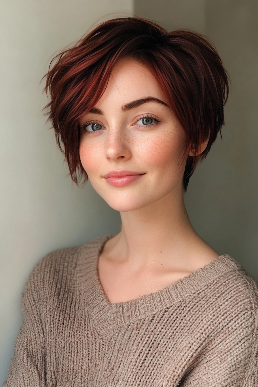 25. Stacked Pixie with Red Undertones (Short Hairstyles With Layers) - Short Hairstyles With Layers
