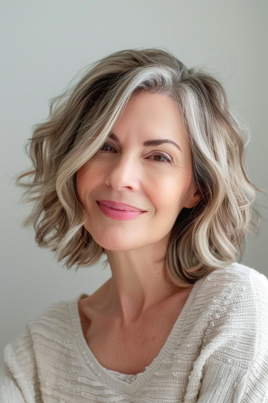 26. Textured Long Bob (Bob Hairstyles For Women Over 40) - Bob Hairstyles For Women Over 40