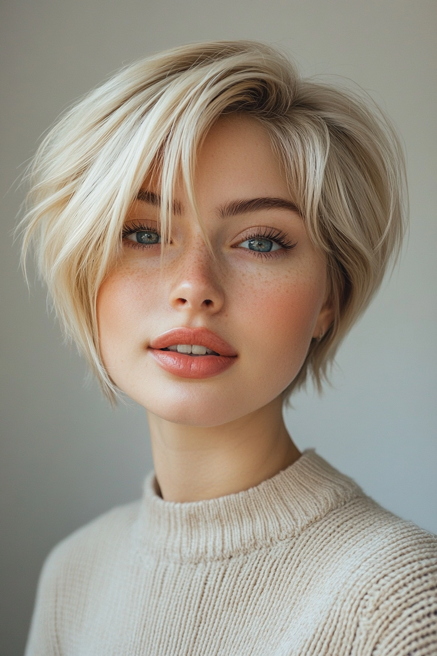 27. Layered Crop with Champagne Blonde (Short Hairstyles With Layers) - Short Hairstyles With Layers