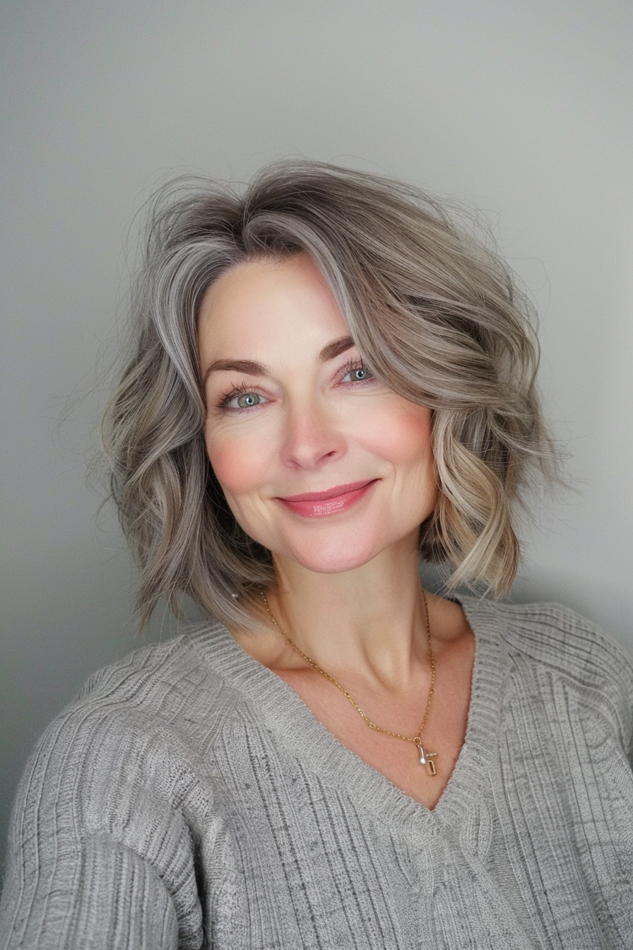 30. Bob with Feathered Layers (Bob Hairstyles For Women Over 40) - Bob Hairstyles For Women Over 40