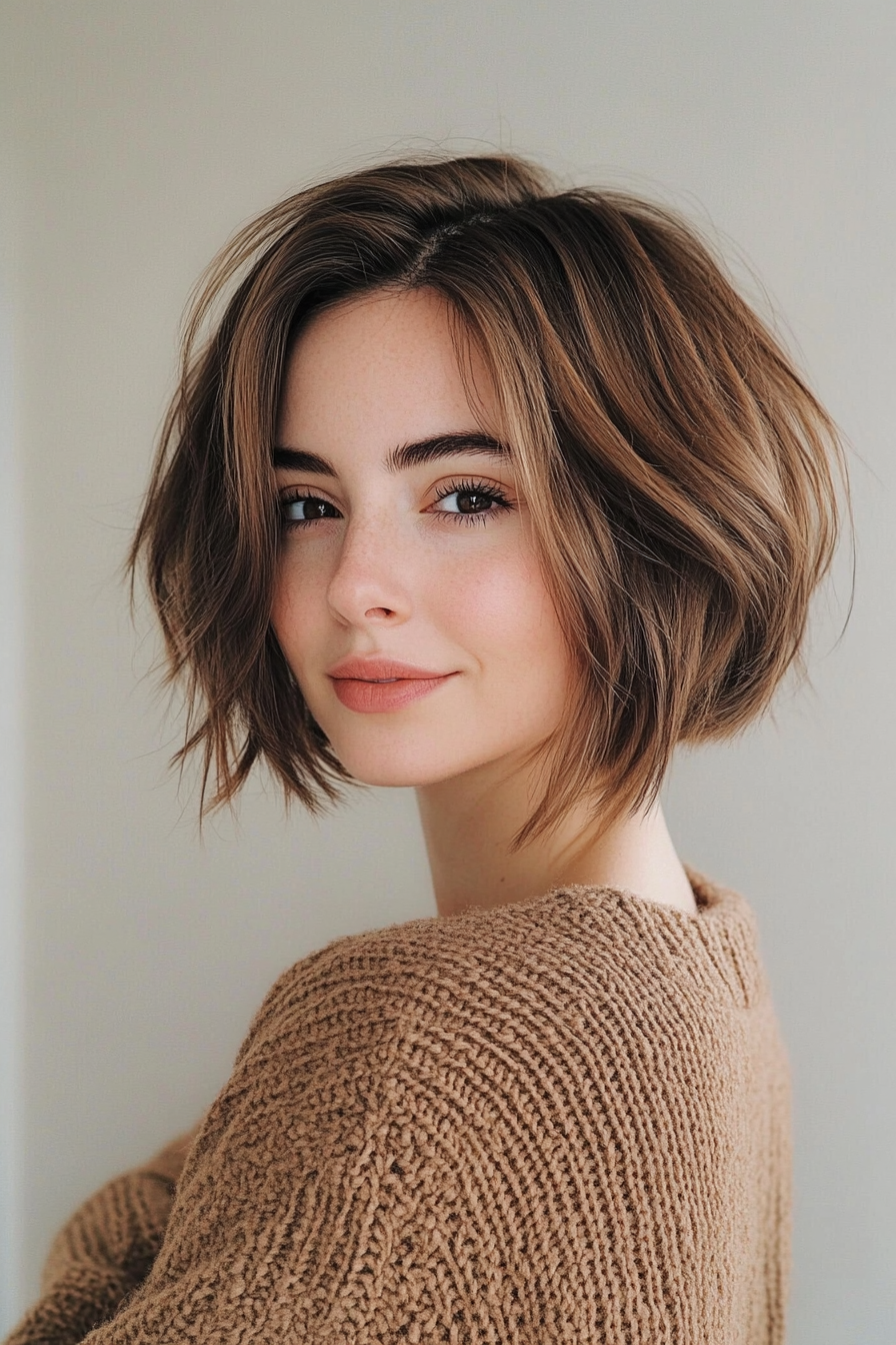 31. Jagged Bob with Chestnut Shine (Short Hairstyles With Layers) - Short Hairstyles With Layers