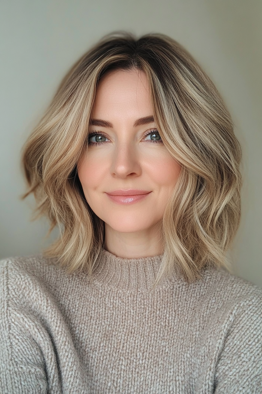 37. Honey Blonde Tousled Bob with Wispy Layers (Bob Hairstyles For Women Over 40) - Bob Hairstyles For Women Over 40