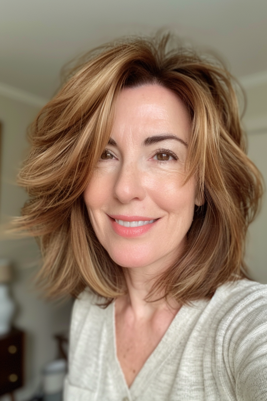 4. Long Layered Bob (Bob Hairstyles For Women Over 40) - Bob Hairstyles For Women Over 40
