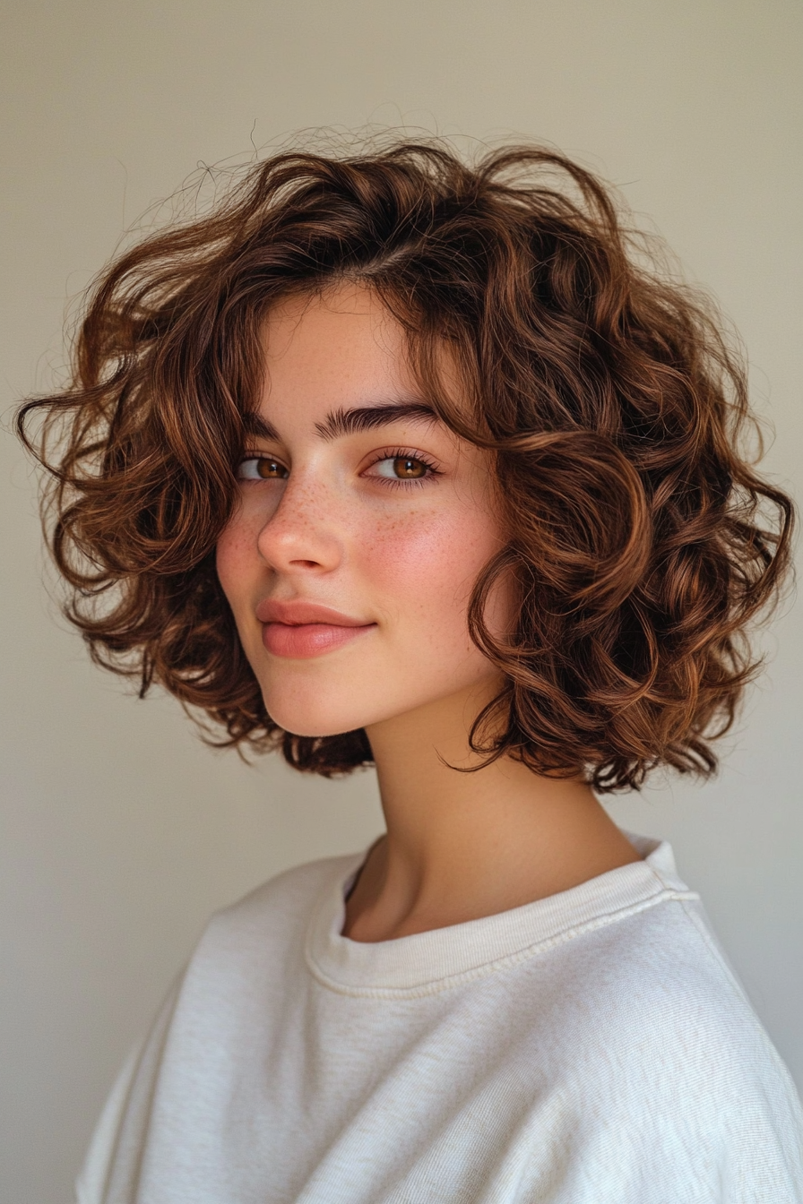 6. Curly Crop with Golden Highlights (Short Hairstyles With Layers) - Short Hairstyles With Layers