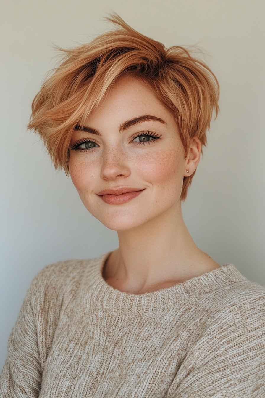 7. Choppy Pixie with Rose Gold Tint (Short Hairstyles With Layers) - Short Hairstyles With Layers